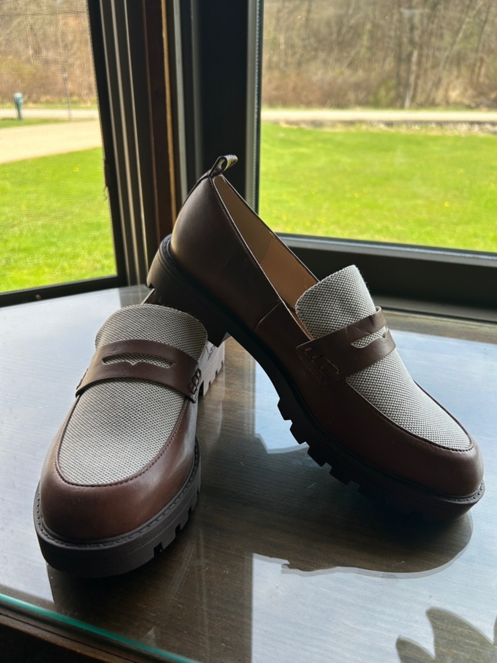 Loft Women’s Brown & White Two-Tone Leather Penny Loafers - Picture 2 of 7